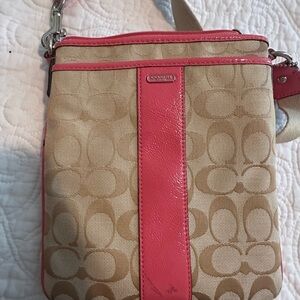 Coach Beige and Coral Crossbody Bag